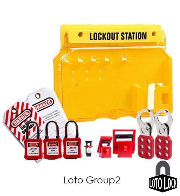 LOTO LOCK LT-Group2 ตู้เเขวนสีเหลือง 5ช่อง พร้อมอุปกรณ์ล็อคระบบไฟฟ้าเบื้องต้น-photo0
