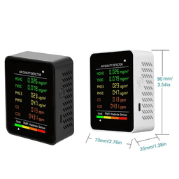 6 In 1 เครื่องตรวจจับคุณภาพอากาศ PM2.5 / PM10 / HCHO / TVOC / CO / CO2  (เครื่องสีดำ)-small-photo1
