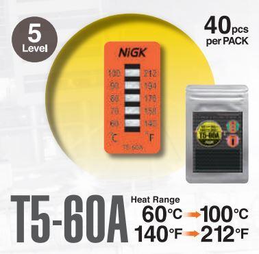 NiGK รุ่น T5-60A แถบวัดอุณหภูมิแบบ Irreversible (5 Point) | (60 to 100 C)-photo1