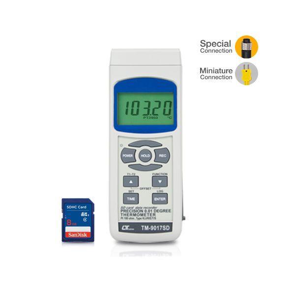 Lutron TM-9017SD เครื่องบันทึกอุณหภูมิ PT100 Ohm ด้วย SD Card แบบ 3 ช่องโพรบ-photo1