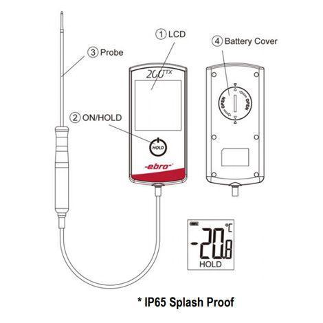 Ebro TTX-200 เครื่องวัดอุณหภูมิอาหาร Type-T HACCP (IP65) | Max.199°C-photo3