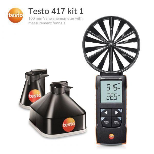 Testo 417 Kit 1 เครื่องวัดความเร็วลม พร้อม กรวยวัดความเร็วลม | With App Connection-photo0
