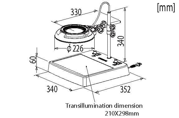 Otsuka ENVL-CL-8X โคมไฟแว่นขยายแบบมีไฟส่วนฐาน | Lightbox-type illuminated magnifier image