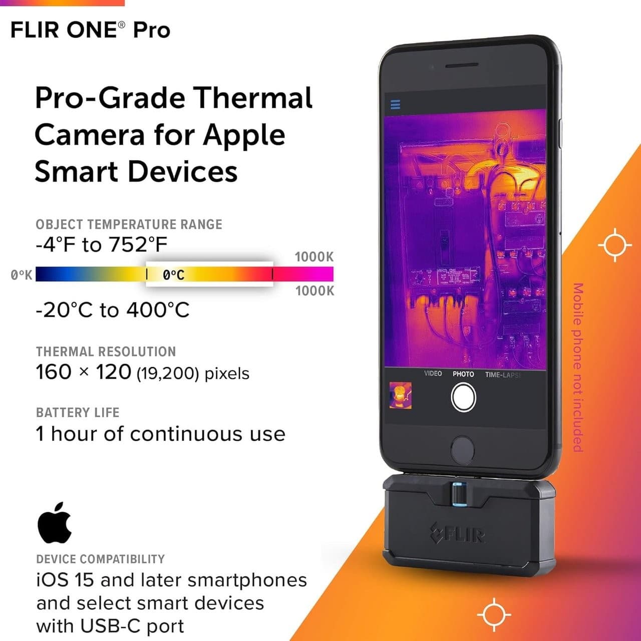 FLIR ONE PRO iOS กล้องถ่ายภาพความร้อนสำหรับสมาร์ตโฟน iOS (USB-C) image