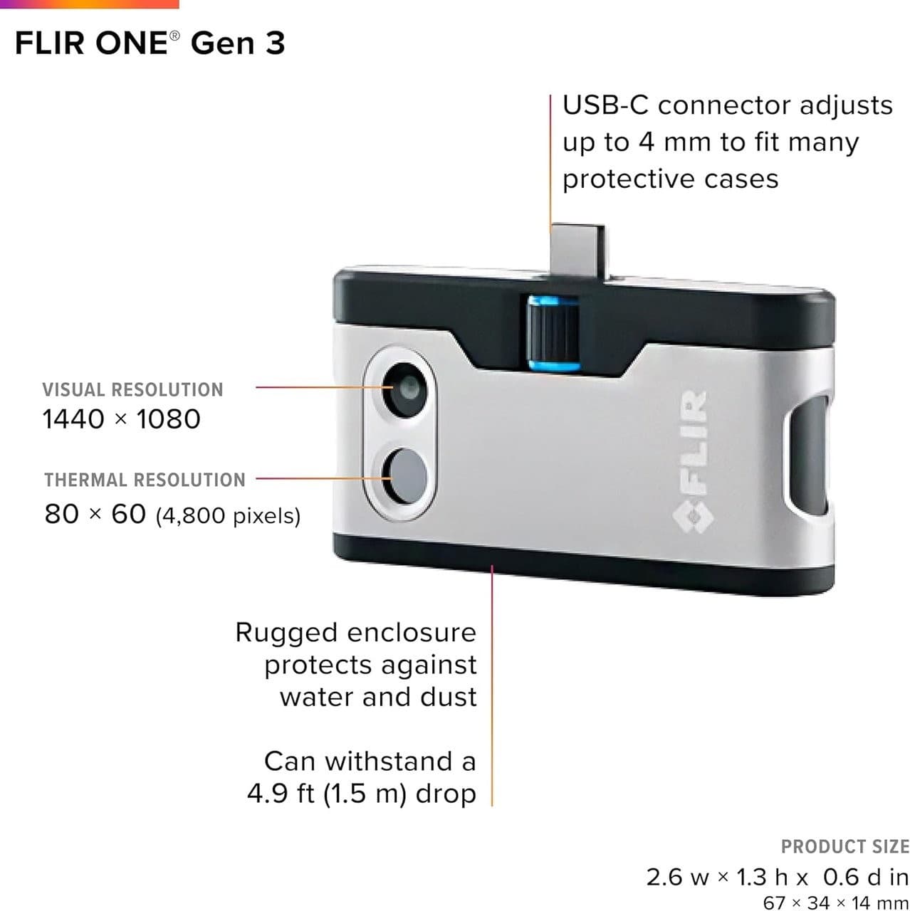 FLIR ONE Gen3 AND กล้องถ่ายภาพความร้อนสำหรับสมาร์ตโฟน AND (USB-C) image