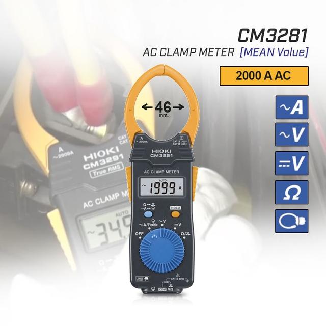 Hioki CM3281 Clamp Meter (MEAN Value, AC Current, DC/AC Voltage)