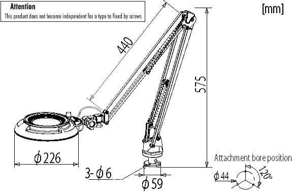 Otsuka ENVL-FD-6X โคมไฟแว่นขยาย | Fixed-type desk holder image