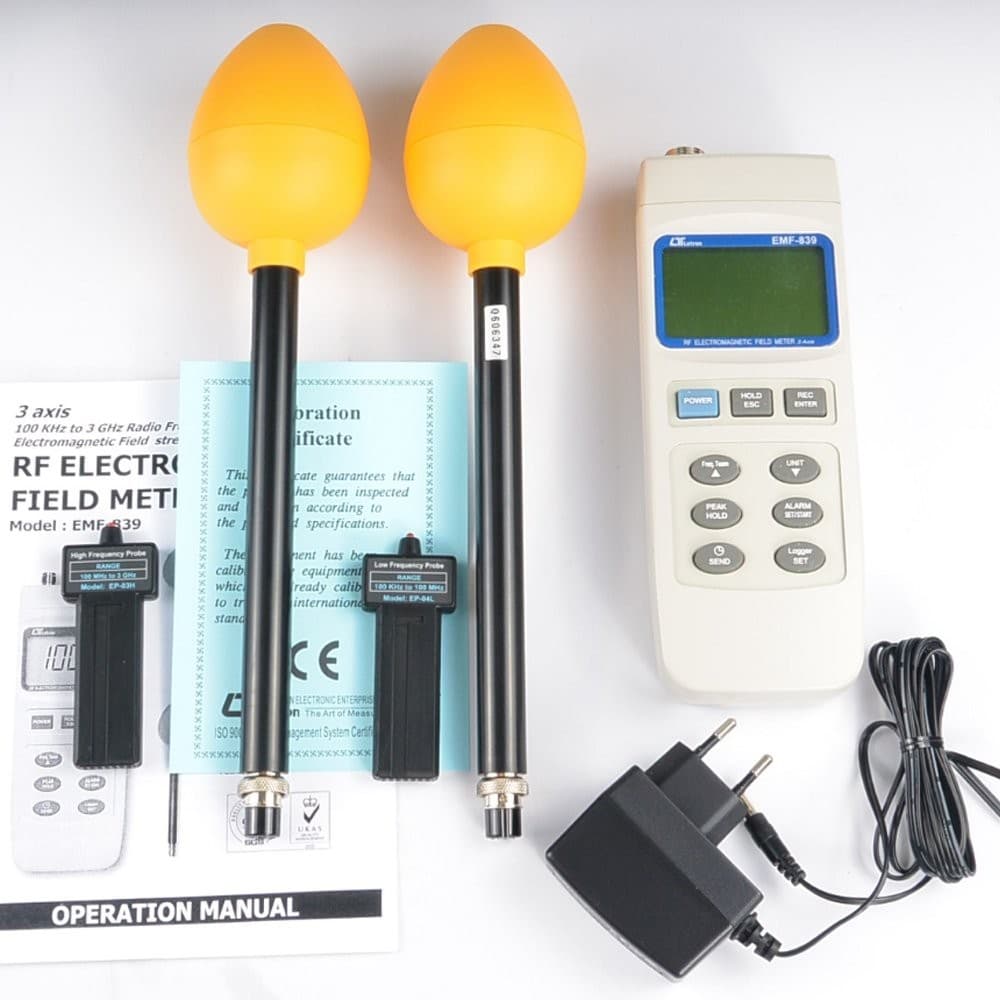 Lutron EMF-839 เครื่องวัดสนามแม่เหล็กไฟฟ้า RF แบบ 3 แกน ความถี่ 100 kHz ถึง 3 GHz พร้อม Data Logger image