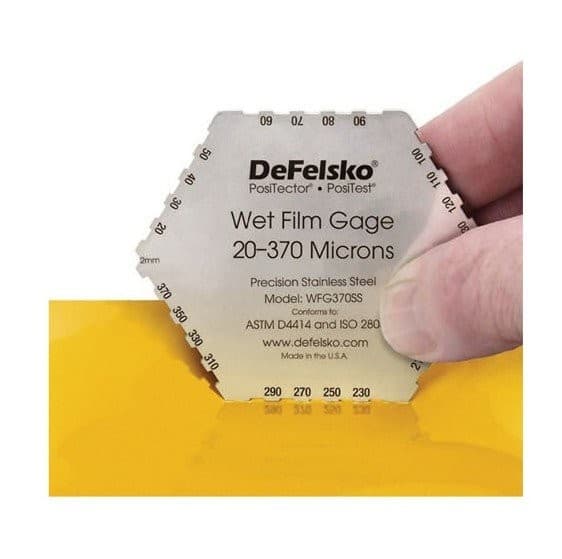 DeFelsko Wet Film Gage หวีเช็คความหนาผิวเคลือบ 6-Sided: 1–120 Μicrons image