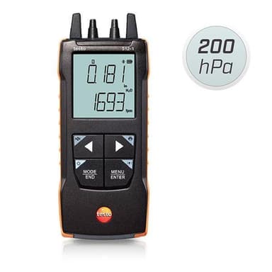 Testo 512-1 เครื่องวัดความแตกต่างของความดัน (Differential Pressure)│200 hPa