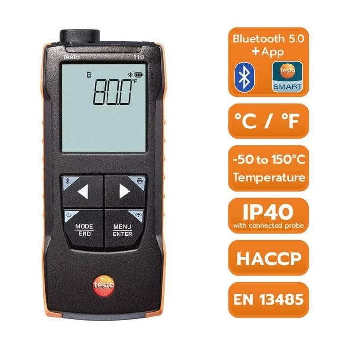Testo 110 เครื่องวัดอุณหภูมิดิจิตอล (1 Channel) HACCP image