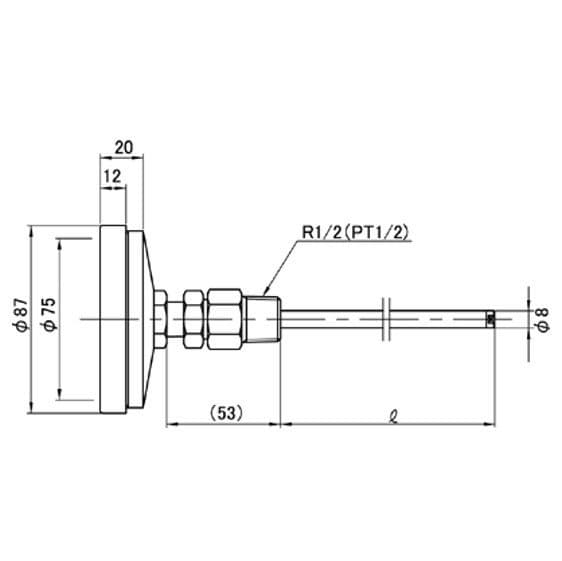 SK Sato SK-2094-00 Bimetal Thermometer 0 to 150°C 150 mm Stem image