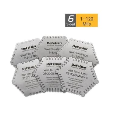 DeFelsko Wet Film Gage หวีเช็คความหนาผิวเคลือบ 6-Sided: 1–120 Μicrons
