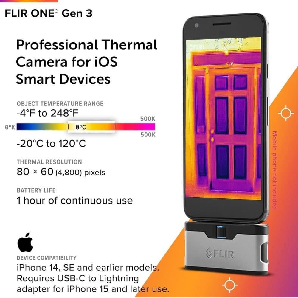 FLIR ONE Gen3 iOS กล้องถ่ายภาพความร้อนสำหรับสมาร์ตโฟน iOS (Lightning) image