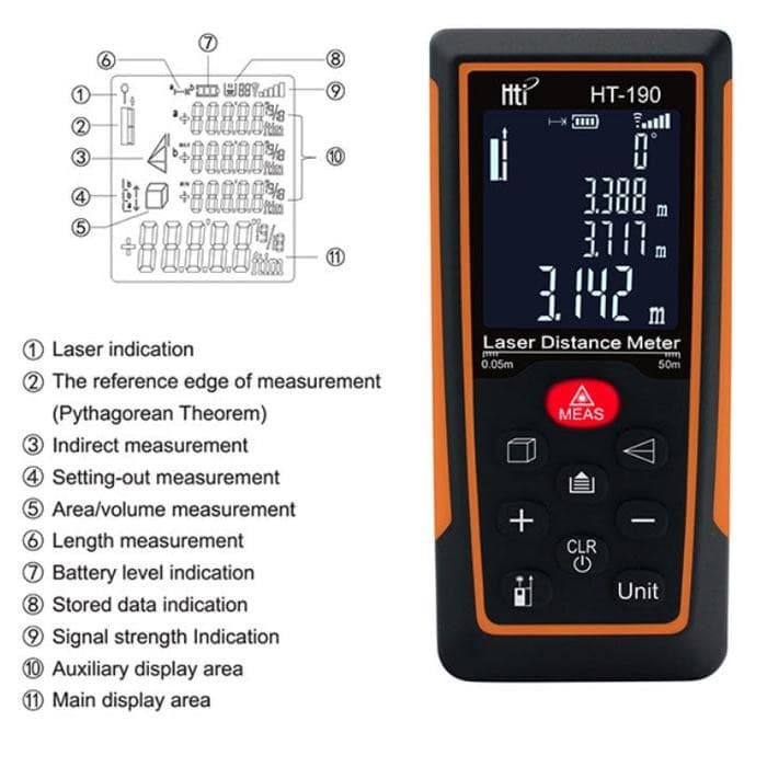 HTI HT-192 เครื่องวัดระยะเลเซอร์ 100 เมตร LASER DISTANCE METER image