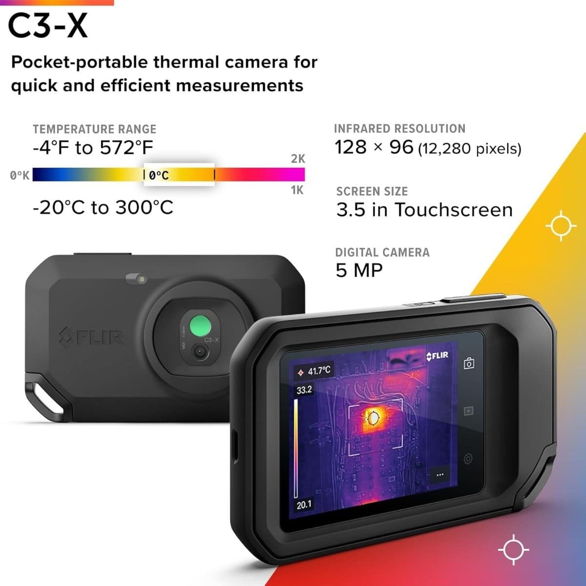 FLIR-C3-X-WIFI กล้องถ่ายภาพความร้อนแบบพกพา (128 X 96 Pixels) | พร้อม Cloud & Wi-Fi image