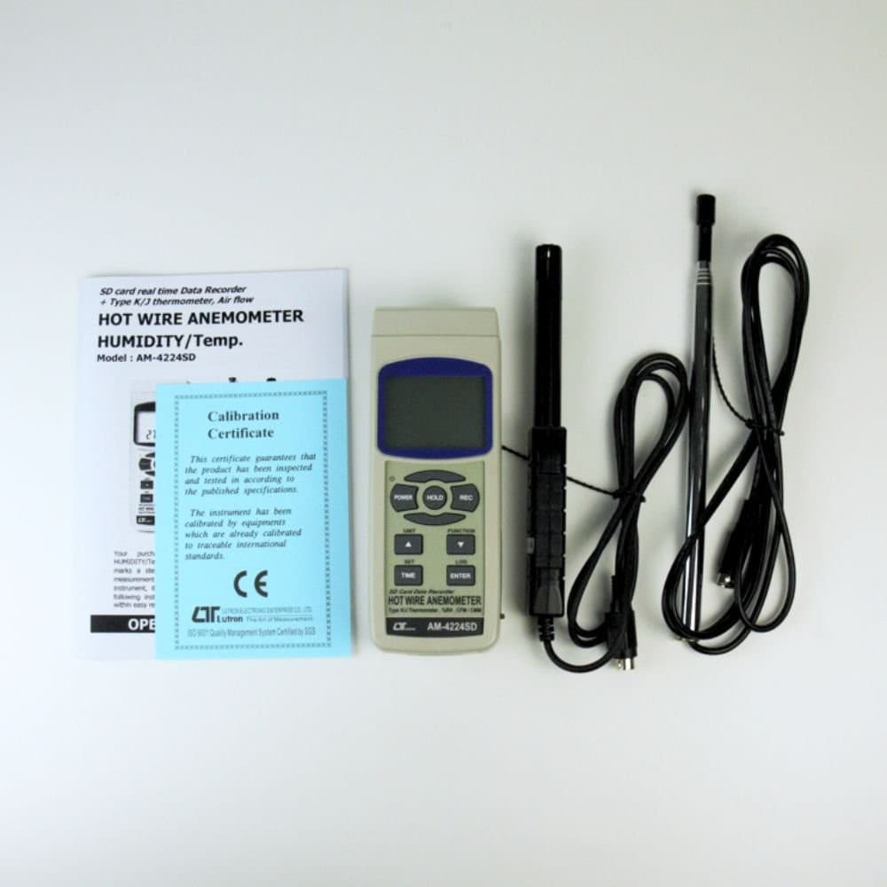 Lutron AM-4224SD เครื่องวัดและบันทึกความเร็วลม/ ปริมาตรลมแบบ Hot Wire (6 In 1) | SD Card image