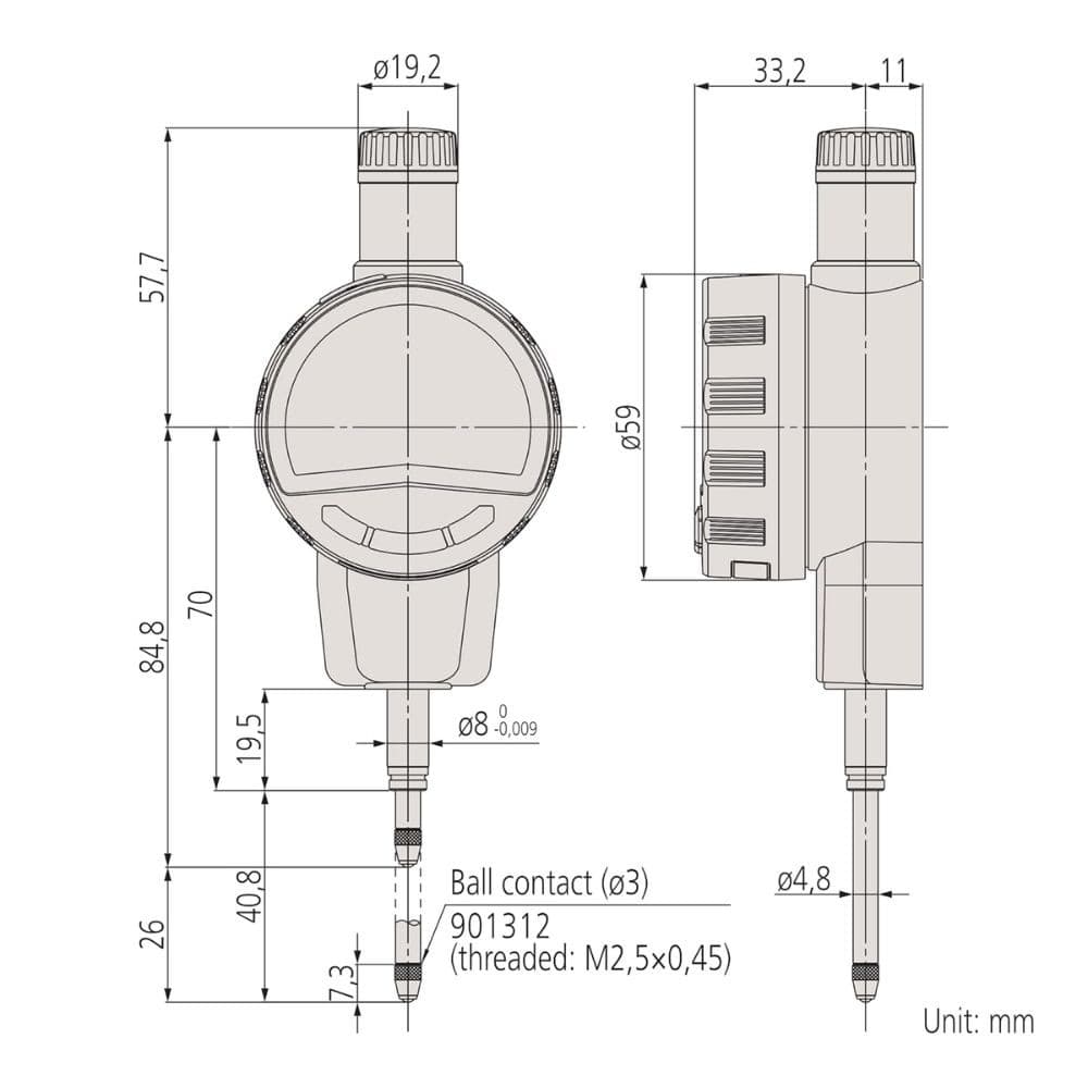 Mitutoyo M-543-720B Digimatic Indicator (Max. 25.4 mm)