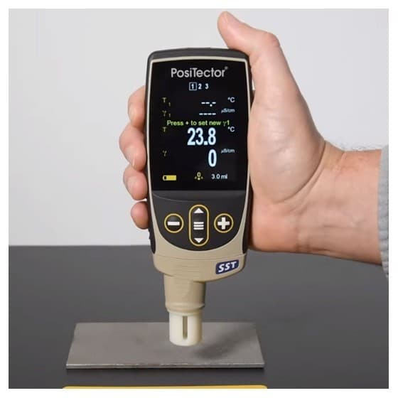 Defelsko PosiTector SSTKITD3 ชุดสำหรับทดสอบพร้อมตัวเครื่องและเซนเซอร์ความเข้มข้นของเกลือบนพื้นผิวโลหะ