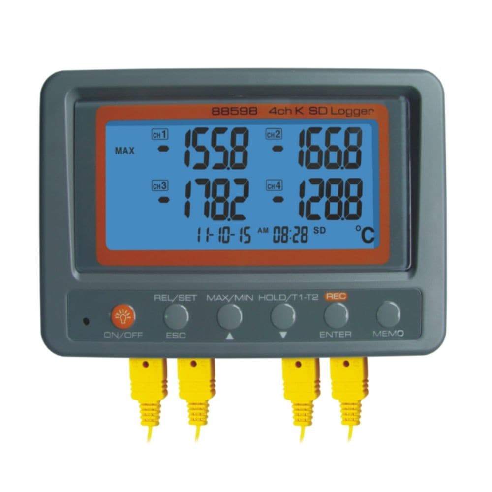 AZ-88598 เครื่องบันทึกและวัดอุณหภูมิแบบ 4 ช่อง (4-Channel K-Type Thermocouple Data Logger)