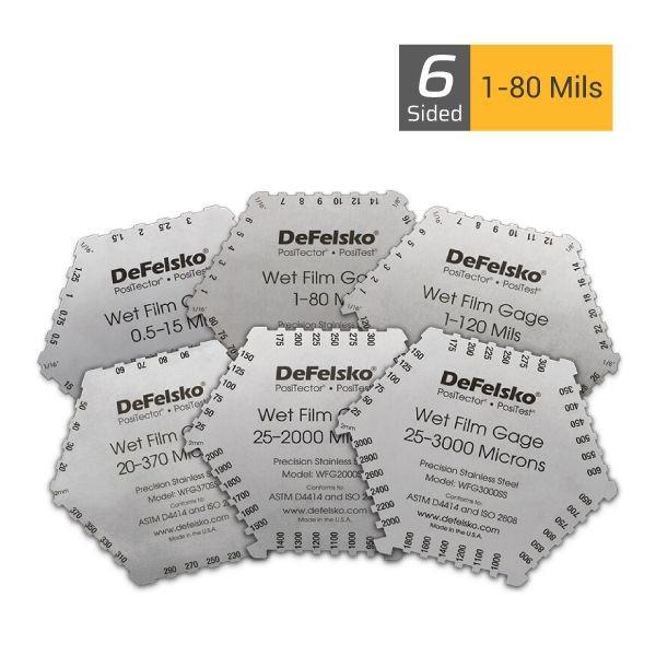 DeFelsko หวี Wet Film Gage Stainless 6-Sided 1–80 mils