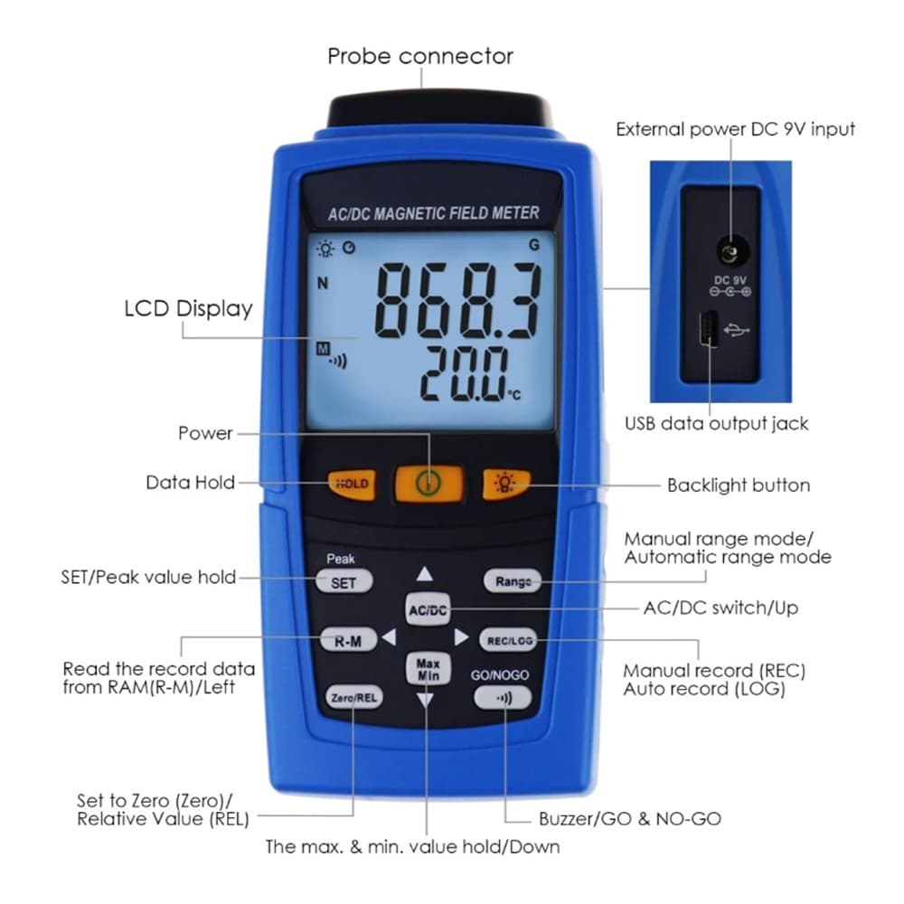 TENMARS TM-197 | เครื่องวัดสนามแม่เหล็ก AC/DC Gauss Meter