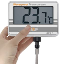 AZ-8891 เครื่องวัดอุณหภูมิ Thermistor | -10~100℃ เครื่องวัดอุณหภูมิ AZ-8891 กันน้ำระดับ IP67 พร้อมหัววัดอุณหภูมิ Thermistor สามารถวัดอุณหภูมิได้ในช่วง -10 ถึง 110°C และมาพร้อมหัววัดอุณหภูมิแบบ Thermistor ความยาว 50 ซม. 