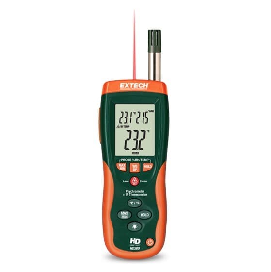  Extech HD500 เครื่องวัดอุณหภูมิและความชื้น Psychrometer with InfraRed Thermometer