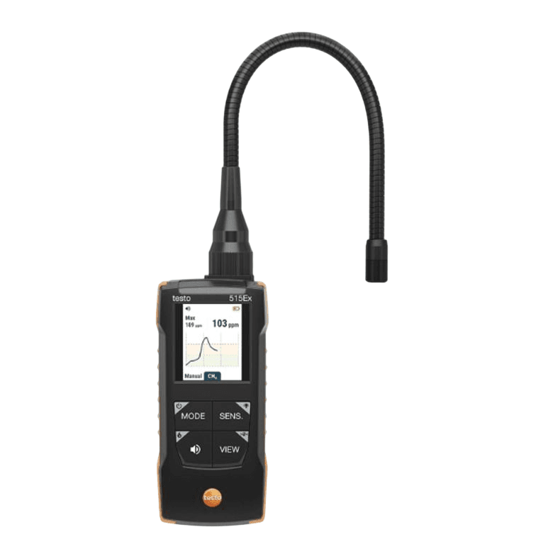 Testo-515EX-R เครื่องตรวจจับก๊าซรั่วและก๊าซไวไฟ  เครื่องตรวจจับการรั่วไหลแบบผสม สำหรับตรวจหารอยรั่วของสารทำความเย็นและก๊าซไวไฟ พร้อมใบรับรองมาตรฐาน ATEX  ตัวเครื่องสามารถตรวจจับการรั่วไหลได้ละเอียดถึง 1 กรัมต่อปี (1 g/a) ให้ความไวในการตรวจจับสูง พร้อมรักษาเสถียรภาพของเซนเซอร์ได้ในระยะยาว ช่วยให้มั่นใจในผลการตรวจวัดแม้ใช้งานต่อเนื่อง 