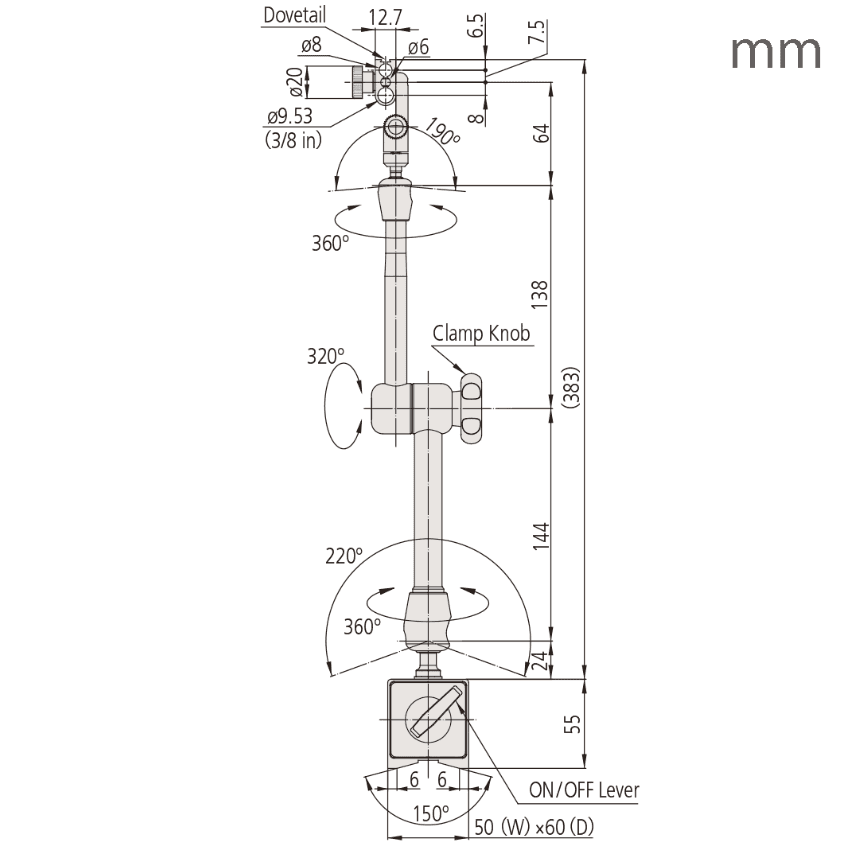 Mitutoyo M-7033-10 Magnetic stands ขาตั้งแม่เหล็ก
