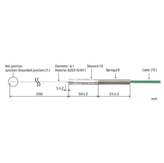 Anritsu B1_6-K-J1-M1-L300-TC1-ANP โพรบวัดอุณหภูมิ Bendable Wiry SHEATH series Type K