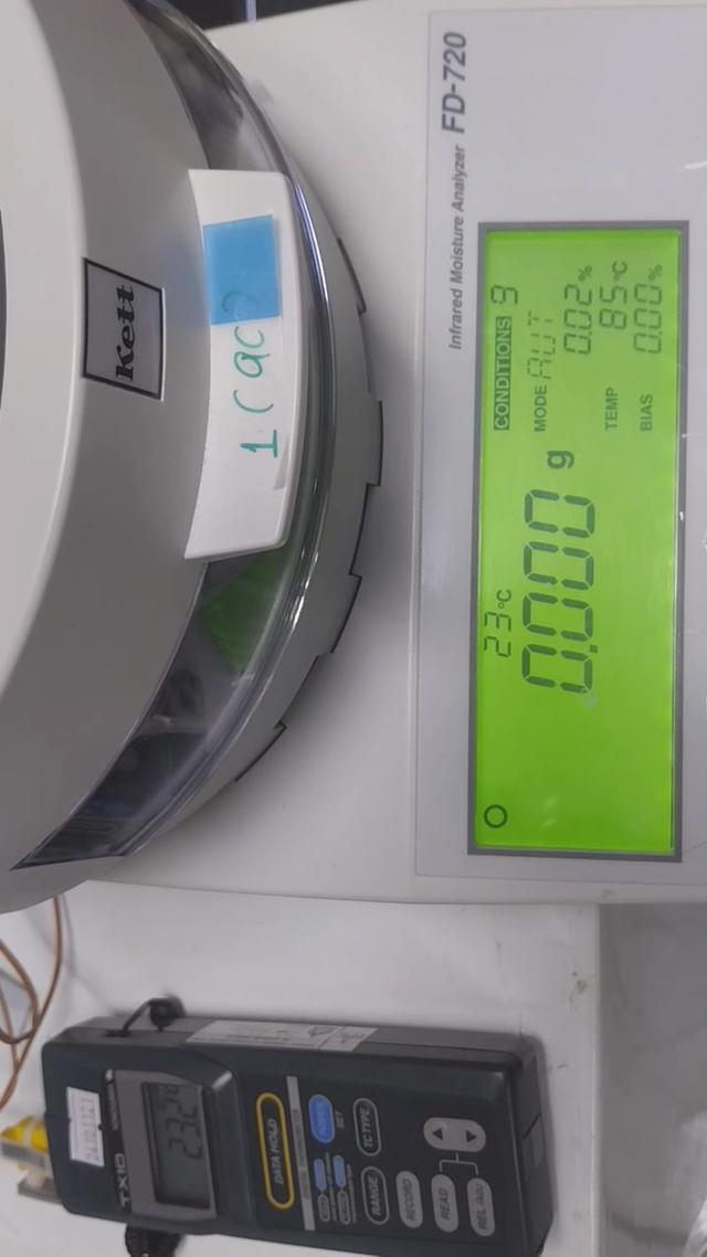 ตัวอยางการทดสอบเครื่อง FD720 ตัวอย่างเป็นนมผง