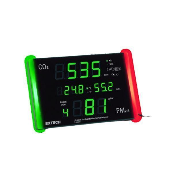 Extech EX-IAQ320 เครื่องตรวจวัดอุณหภูมิอากาศและบันทึกข้อมูล CO2และPM2.5 image