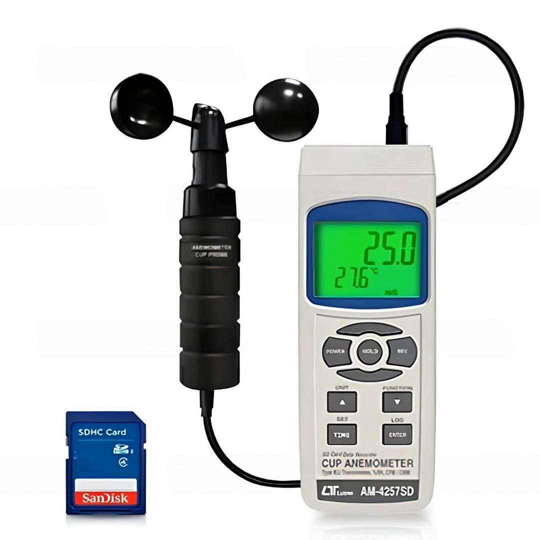 Lutron AM-4257SD เครื่องวัดและบันทึกความเร็วลมแบบคัพ SD Card image