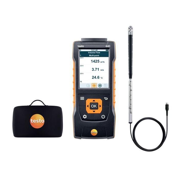 testo 440 16 mm Vane Kitเครื่องวัดความเร็วลมและ IAQ พร้อมโพรบมีสายแบบใบพัด image