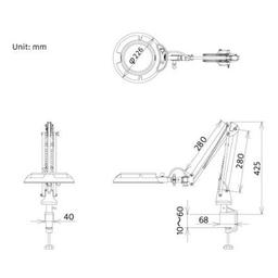 Otsuka ENVL6K-CF-2XAR โคมไฟแว่นขยายกำลังขยาย 2 เท่า (Full Spectrum LED Lighting Magnifier) | Compact free arm type image