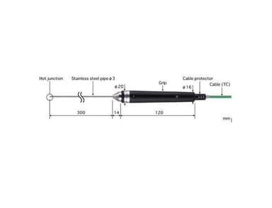 Anritsu BS-21K-030-TC1-ANP โพรบวัดอุณหภูมิ Type K | Temp.Rang -200 to 500 °C (Sensor length 300 mm)