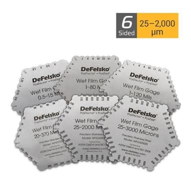 DeFelsko Wet Film Gage หวีเช็คความหนาผิวเคลือบ | 6-Sided: 25–2,000 Μicrons