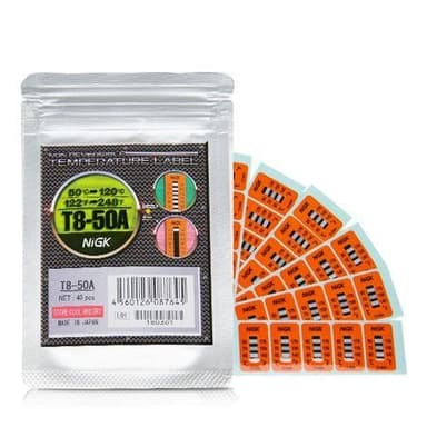 NiGK รุ่น T8-50A แถบวัดอุณหภูมิแบบ Irreversible (8 Point) | 50 To 120°C (Pack of 40pcs)