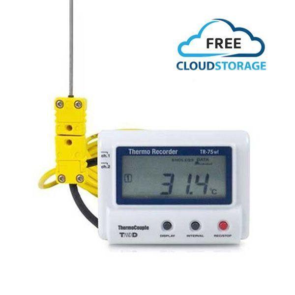 T&D TR-75wf เครื่องบันทึกอุณหภูมิ 16,000 ข้อมูล (K, J, T, E, S, R) | Cloud Network image