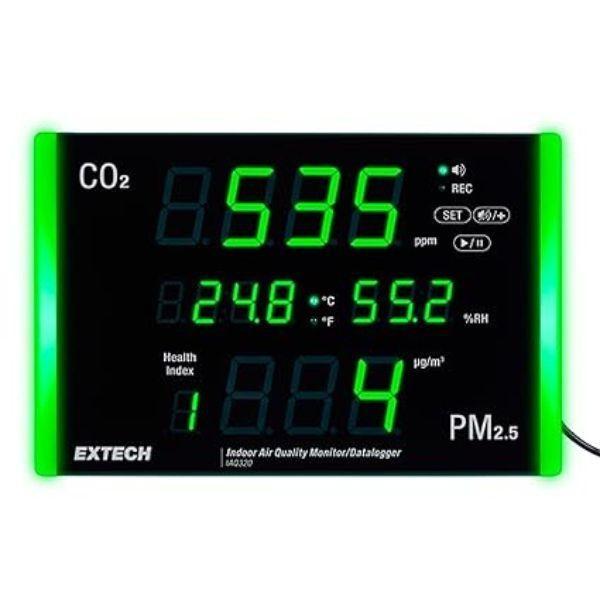 Extech EX-IAQ320 เครื่องตรวจวัดอุณหภูมิอากาศและบันทึกข้อมูล CO2และPM2.5 image