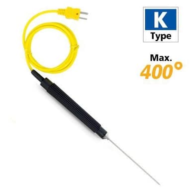 Rixen NK-02-2M โพรบวัดอุณหภูมิปลายแหลม Max.400 °C (Type K) สายยาว 2 เมตร