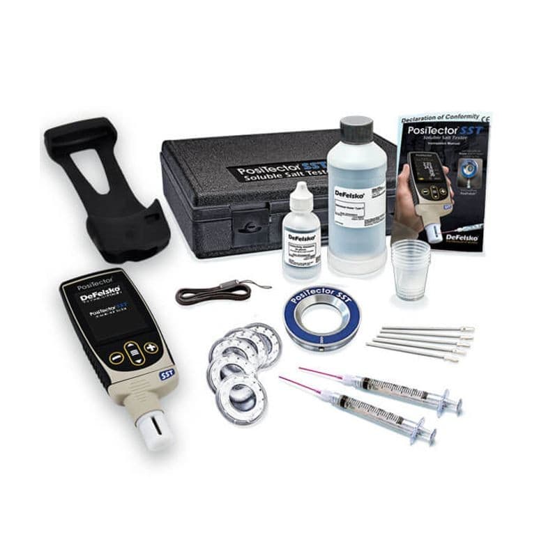 Defelsko PosiTector SSTKITP3 ชุดสำหรับทดสอบพร้อมตัวเครื่องและเซนเซอร์ความเข้มข้นของเกลือบนพื้นผิวโลหะ