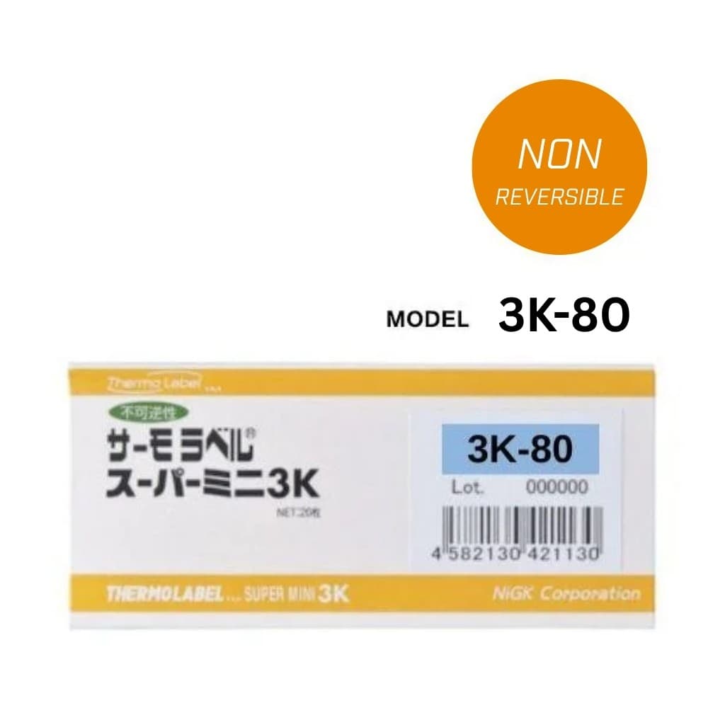 NiGK 3K-80 แถบวัดอุณหภูมิแบบ Irreversible | 80 - 85 - 90°C | 20pcs/ 1pack