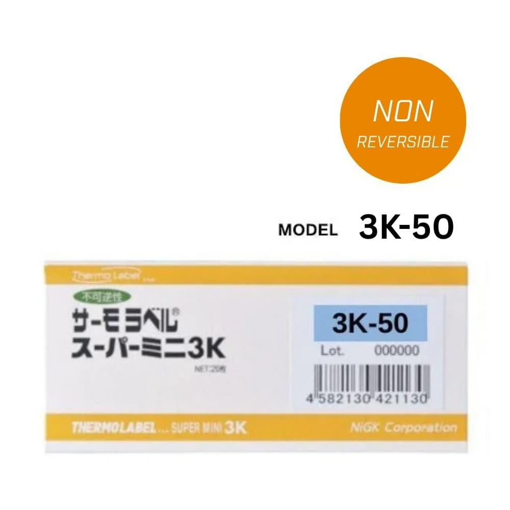 NiGK 3K-50 แถบวัดอุณหภูมิแบบ Irreversible | 50 - 55 - 60°C | 20pcs/ 1pack
