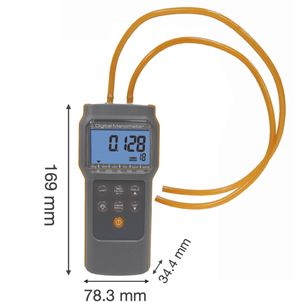 AZ-82152 เครื่องวัดแรงดันและแรงดันต่างแบบดิจิตอล (15 psi)