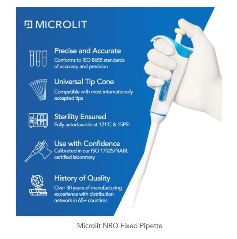 MICROLIT NRO-F-500 ที่ดูดสารละลาย Fixed Volume 500μl