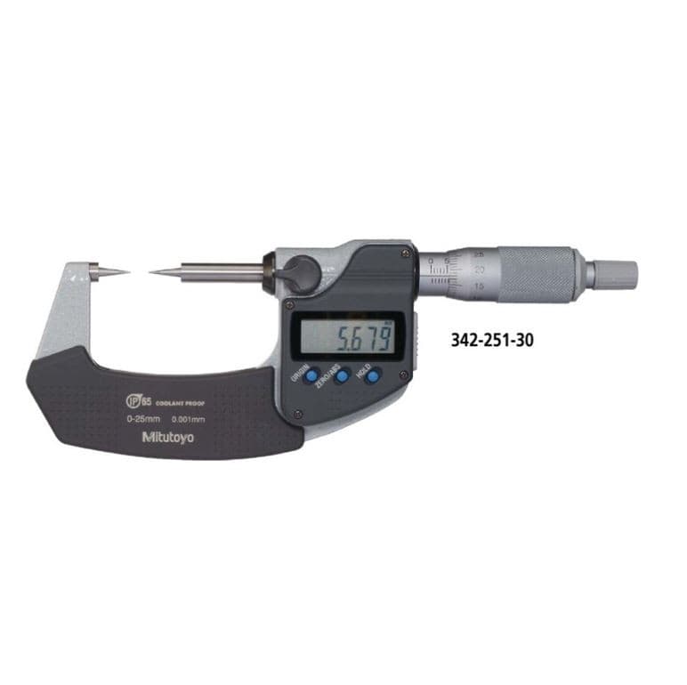 Mitutoyo M-342-251-30 Point Micrometer ไมโครมิเตอร์แบบดิจิตอล (0 - 25mm)