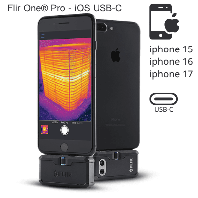 FLIR ONE PRO iOS กล้องถ่ายภาพความร้อนสำหรับสมาร์ตโฟน iOS (USB-C) สำหรับ iPhone 15, 16,17