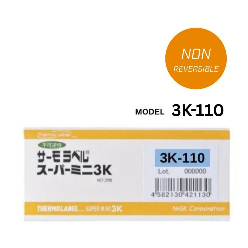 NiGK 3K-110 แถบวัดอุณหภูมิแบบ Irreversible | 110 - 115 - 120°C | 20pcs/ 1pack